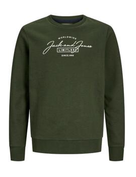 Sudadera Jack&Jones Junior Ferris verde sin capucha de niño