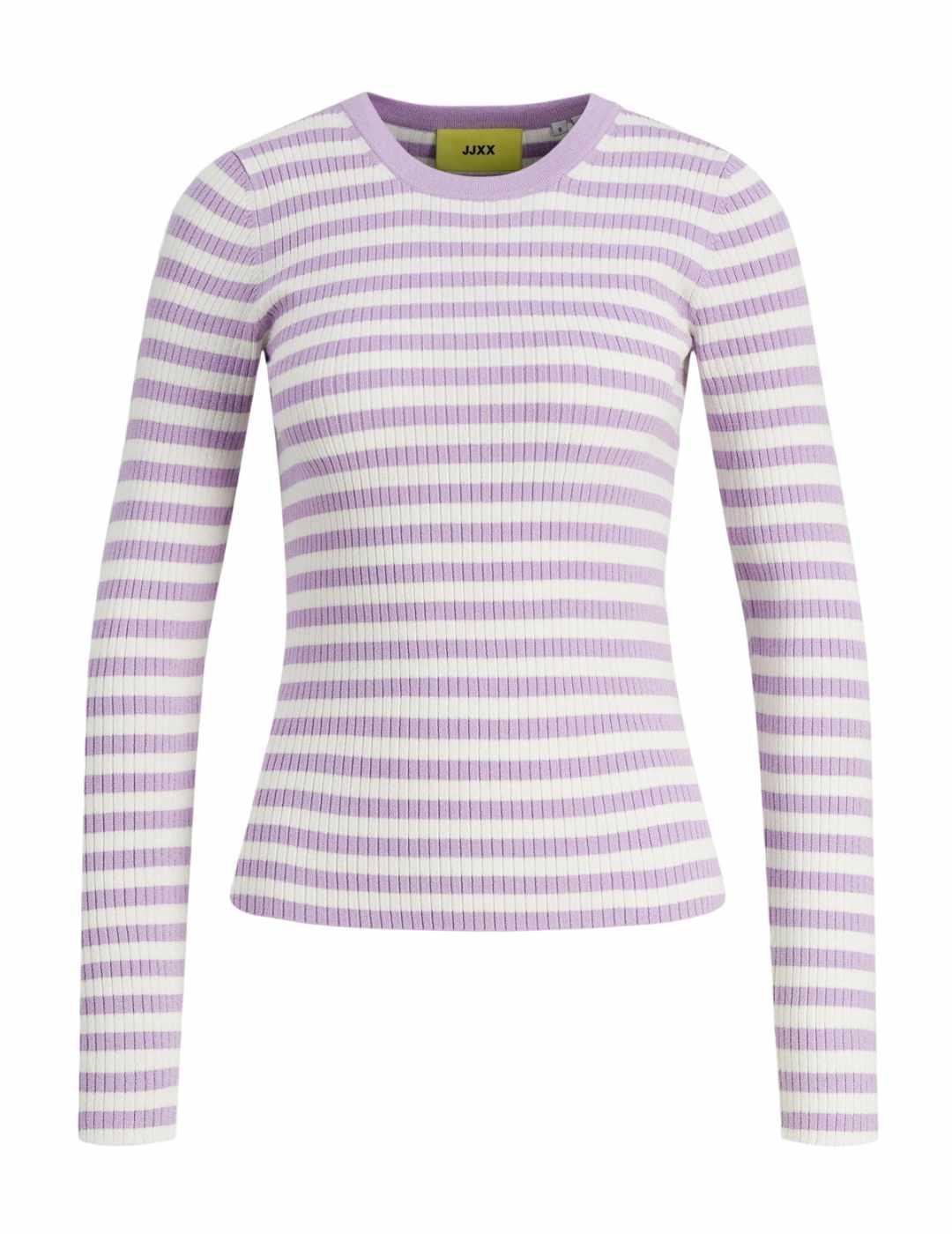 Camiseta JJXX Jodi blanco rayas lilas de canale para mujer