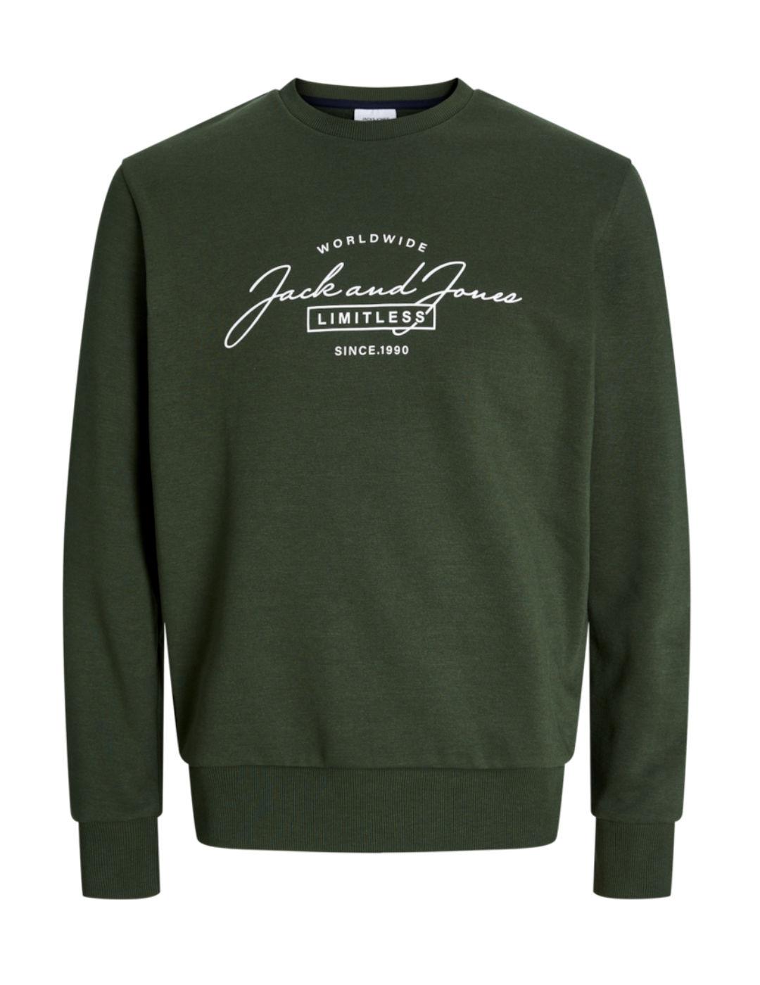 Sudadera Jack&Jones Ferris verde sin capucha para hombre