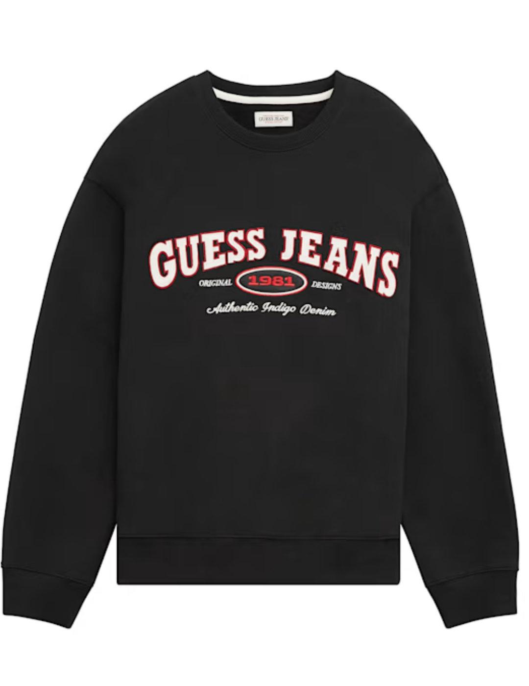 Sudadera Guess Jeans Original negro sin capucha para hombre