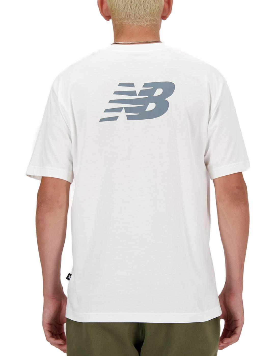 Camiseta New Balance blanca manga corta logotipo para hombre