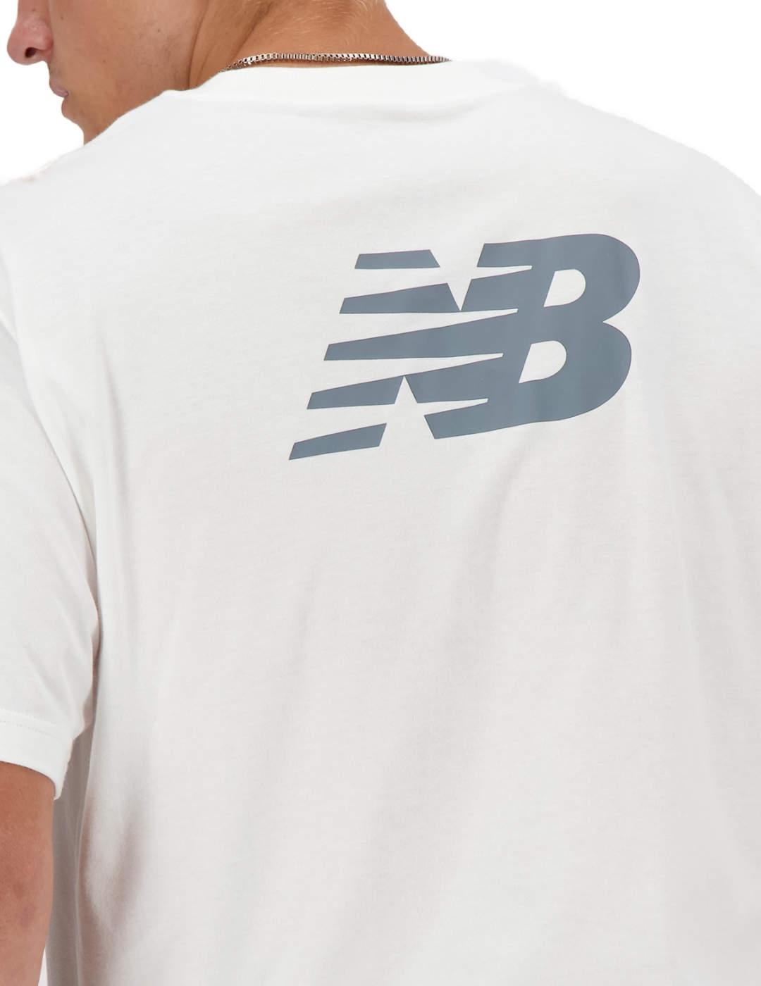 Camiseta New Balance blanca manga corta logotipo para hombre