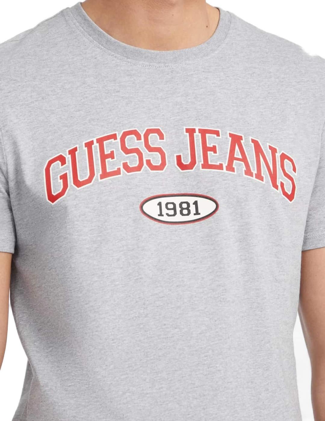 Camiseta Guess Jeans 1981 gris claro manga corta para hombre