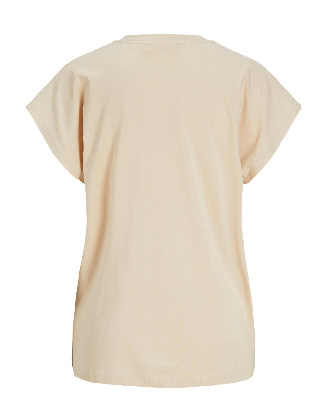 Camiseta básica JJXX Astrid beige manga sisa para mujer