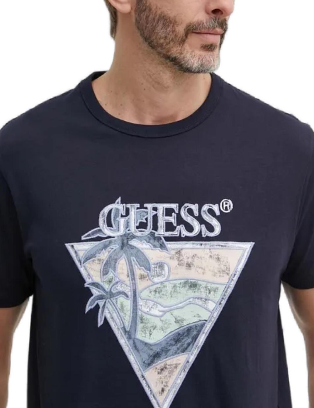 Camiseta Guess Summer marino manga corta para hombre