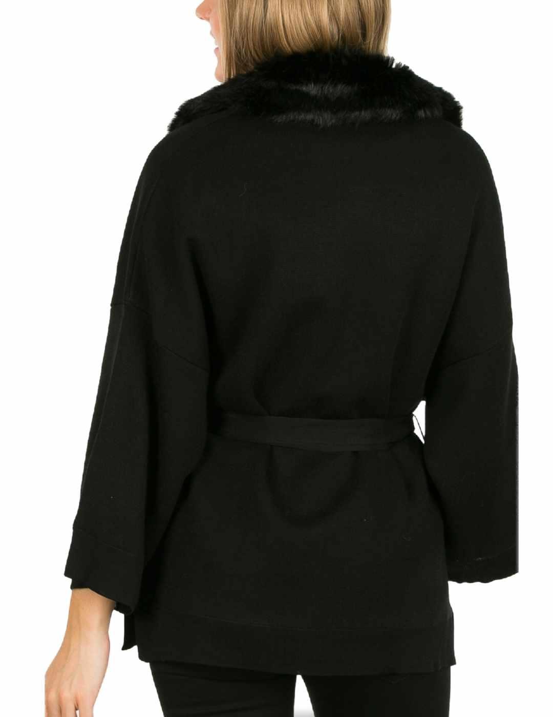 Kimono Guess negro manga larga de lana para mujer