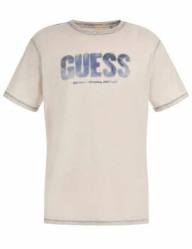 Camiseta Guess Atercolor beige manga corta para hombre