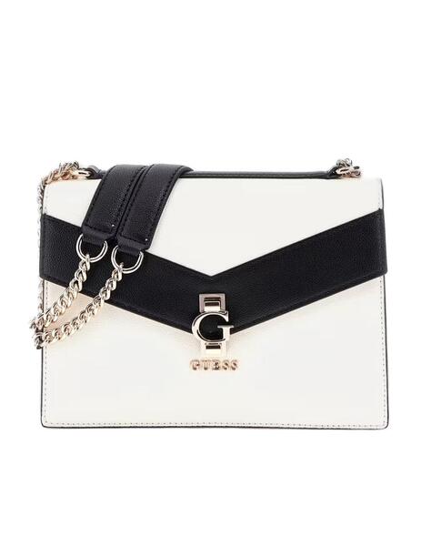 Bolso de mano Guess Jorah Xbody blanco y negro para muje