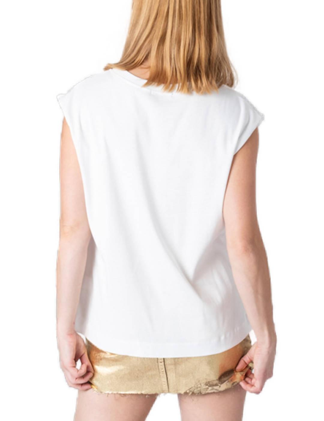 Camiseta Animosa Aportar blanca manga sisa para mujer