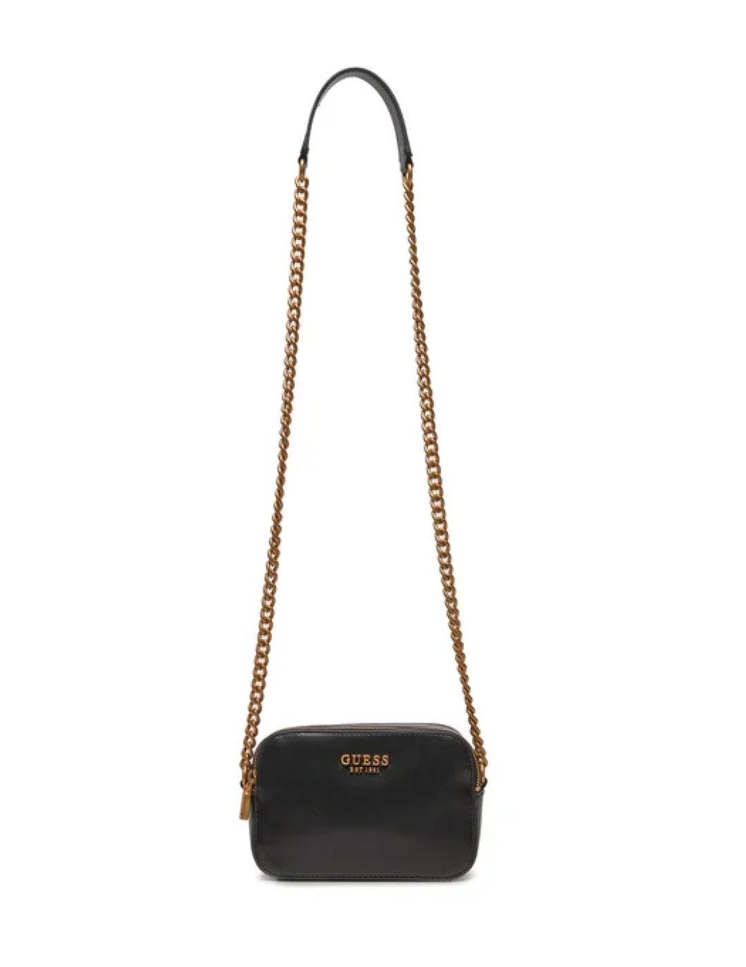 Bolso Guess Sarita Crossbody negro media luna para mujer