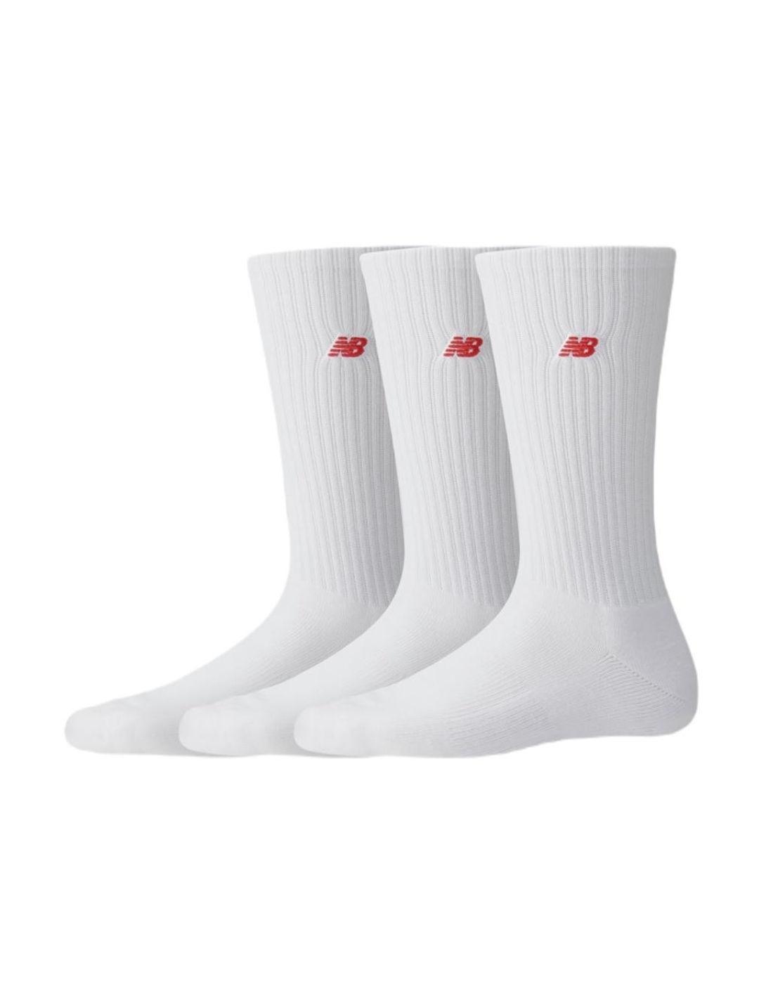 Calcetines altos New Balance pack 3 blancos logotipo unisex