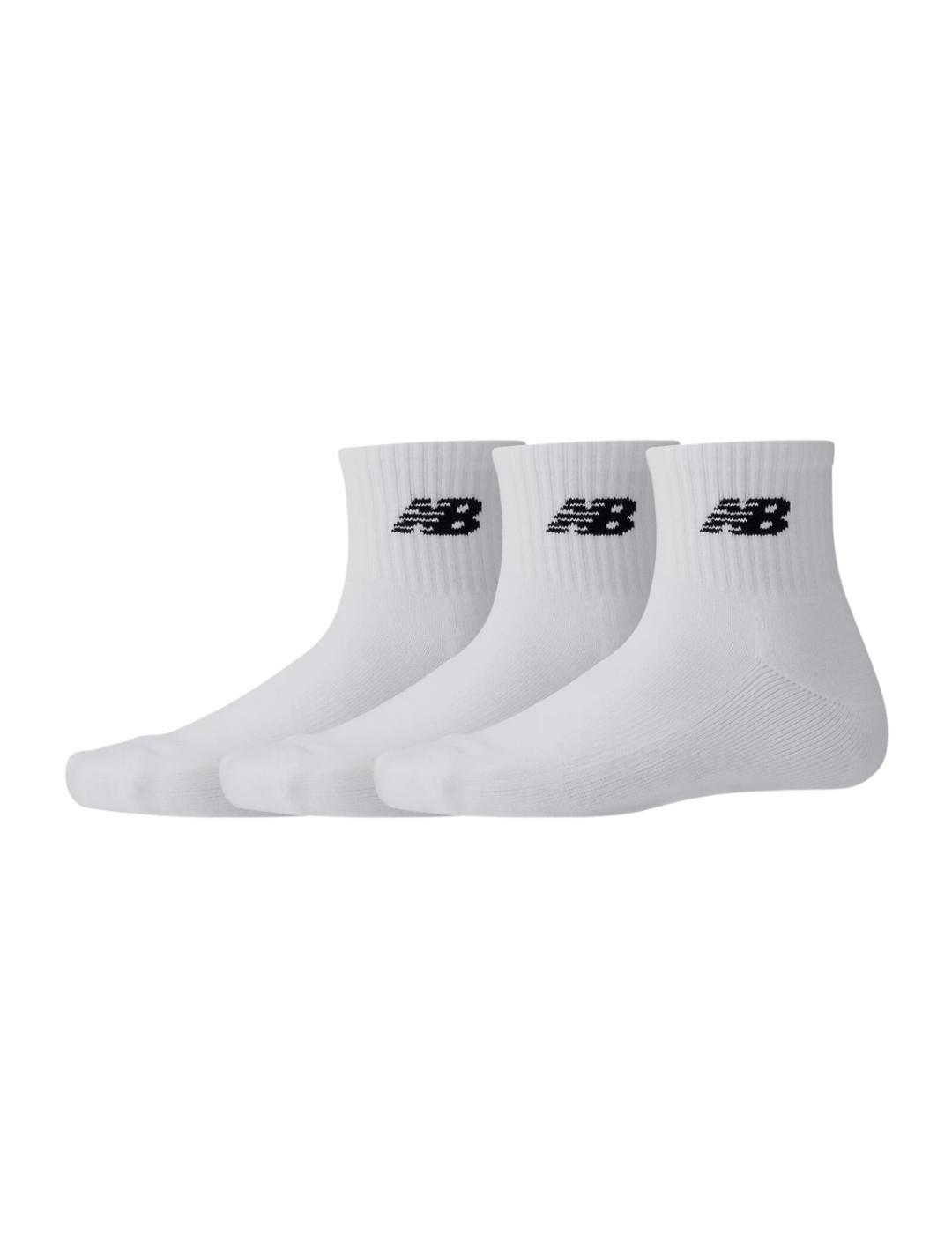 Calcetines tobilleros New Balance pack 3 blancos logo unisex