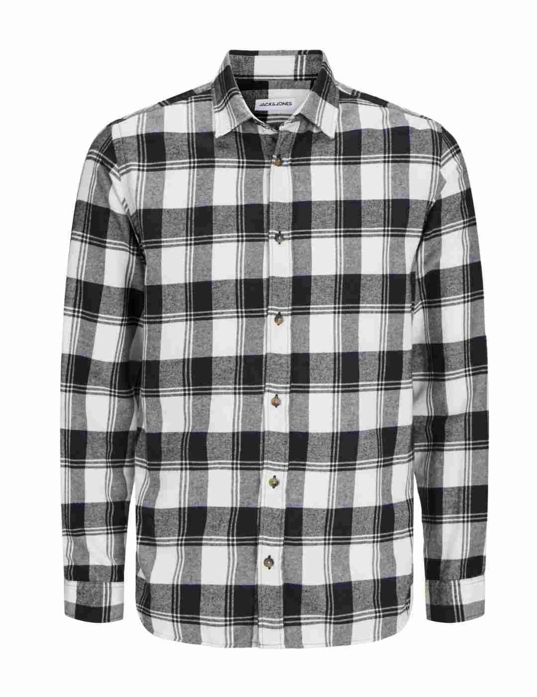 Camisa Jack&Jones Joshua blanca y negra cuadros para hombre