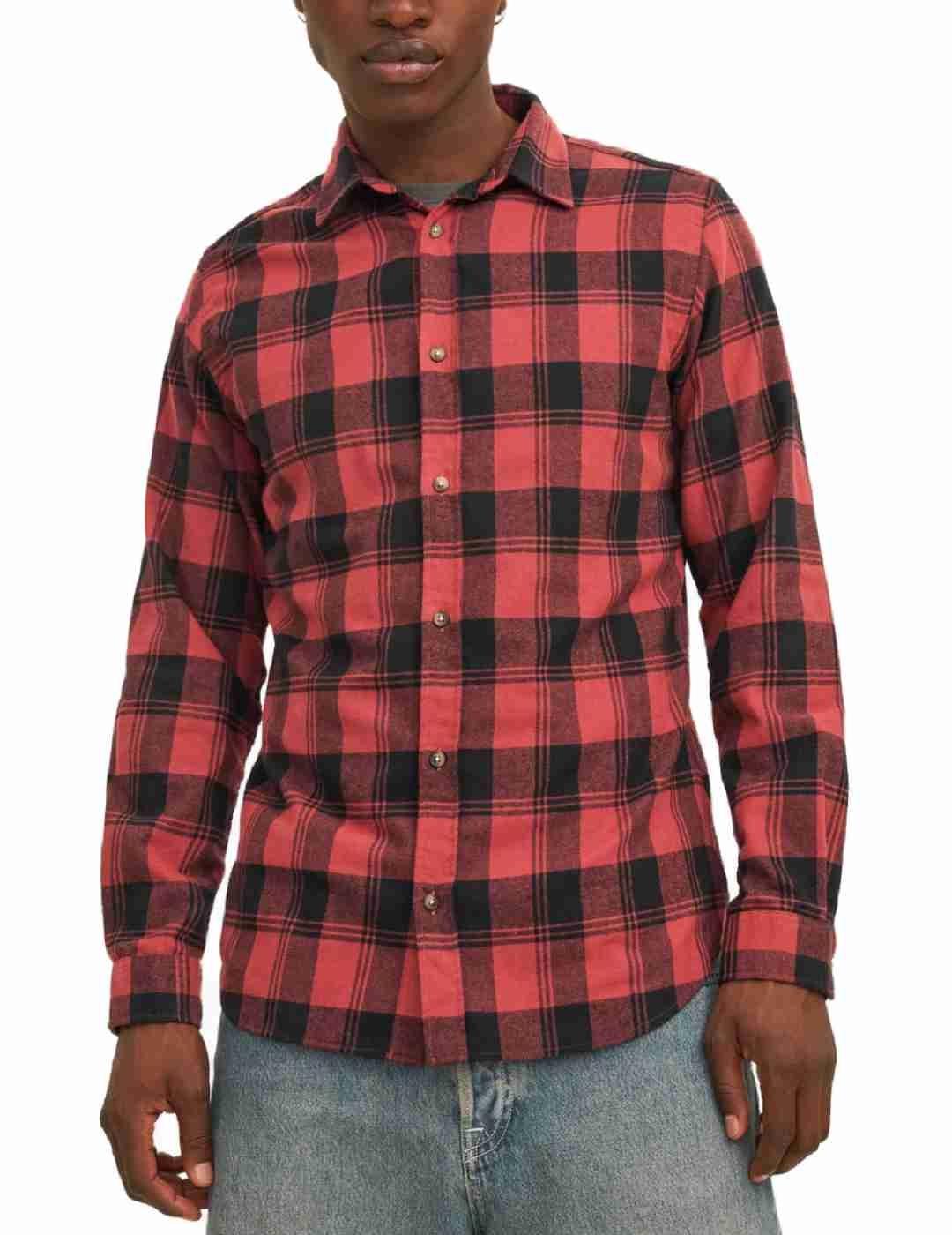 Camisa Jack&Jones Joshua roja y negra cuadros para hombre