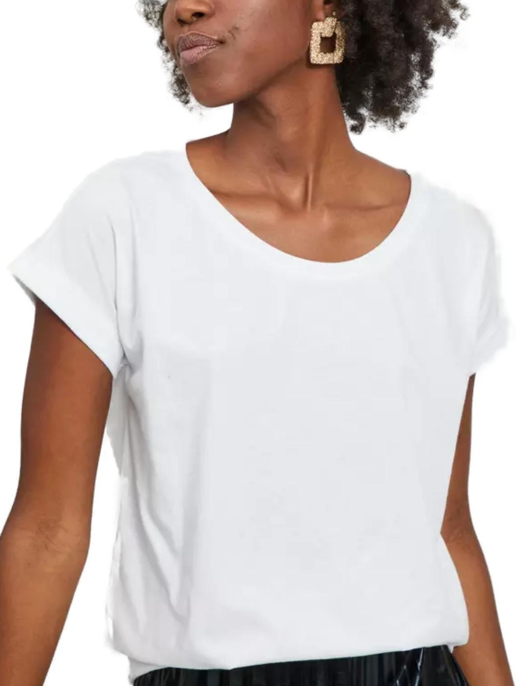 Camiseta básica Vila Dreamers blanca manga corta para mujer