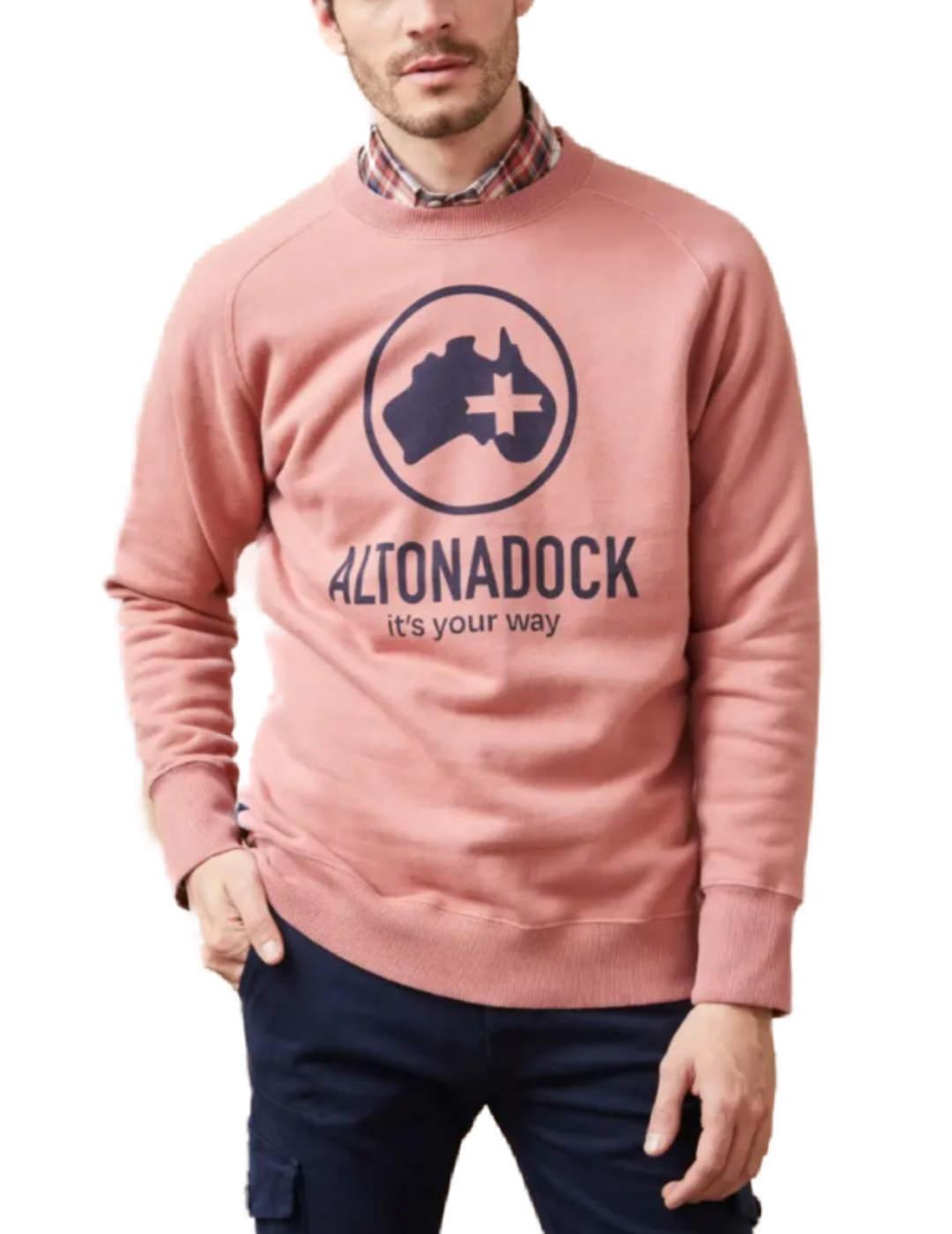 Sudadera Altonadock salmón sin capucha logotipo para hombre