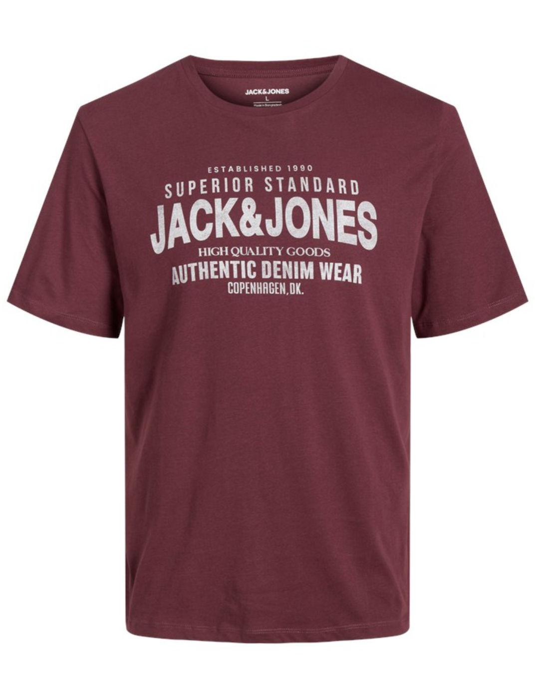 Camiseta Jack&Jones Jeans granate manga corta para hombre