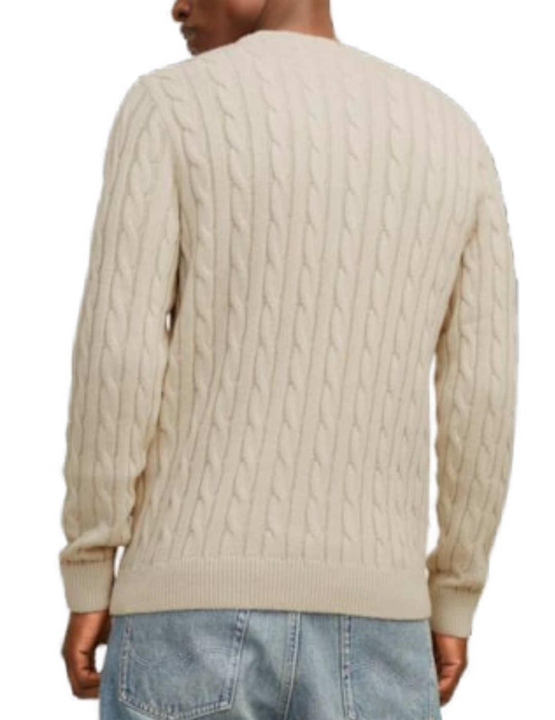 Jersey Jack&Jones Erozz beige trenzado para hombre