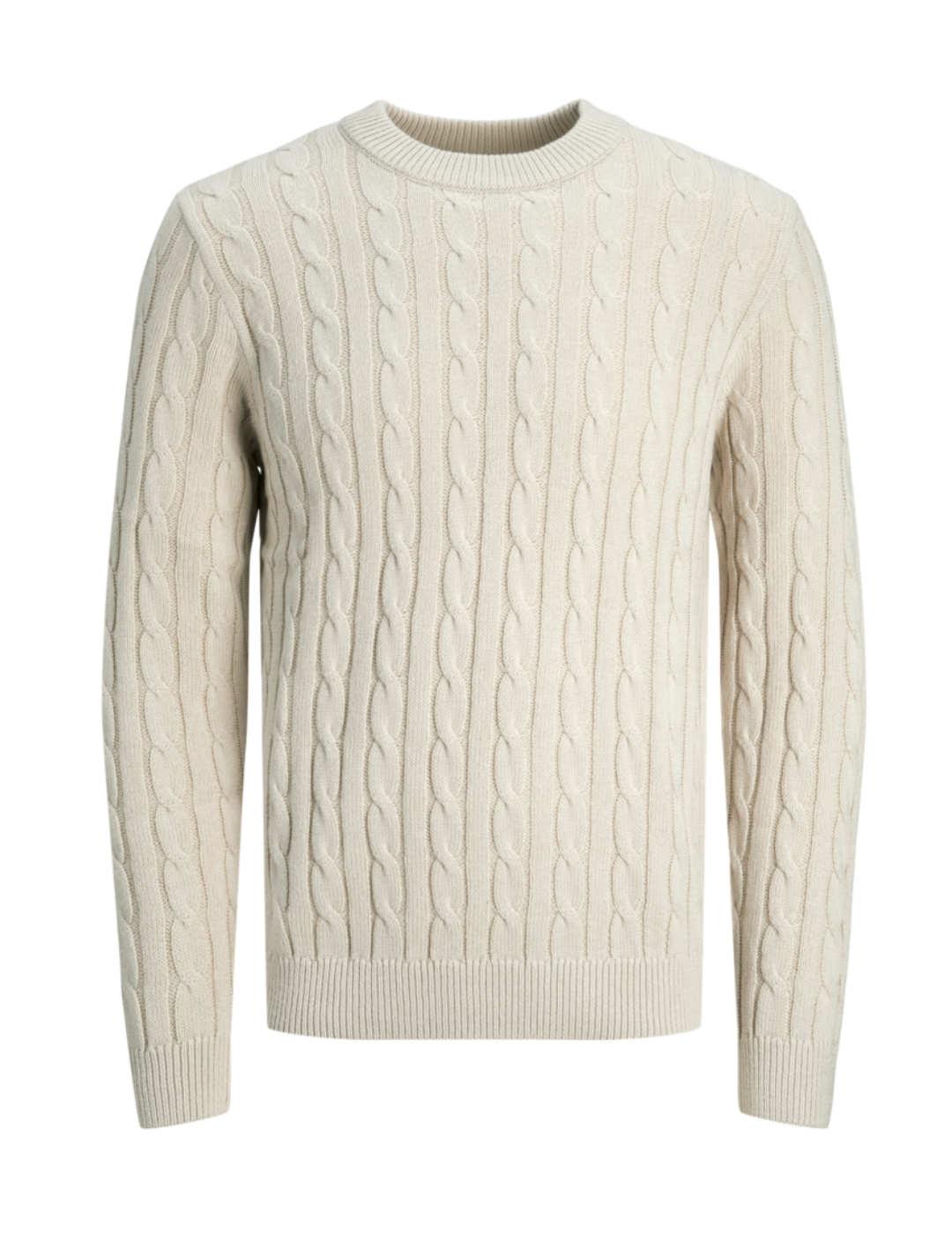 Jersey Jack&Jones Erozz beige trenzado para hombre