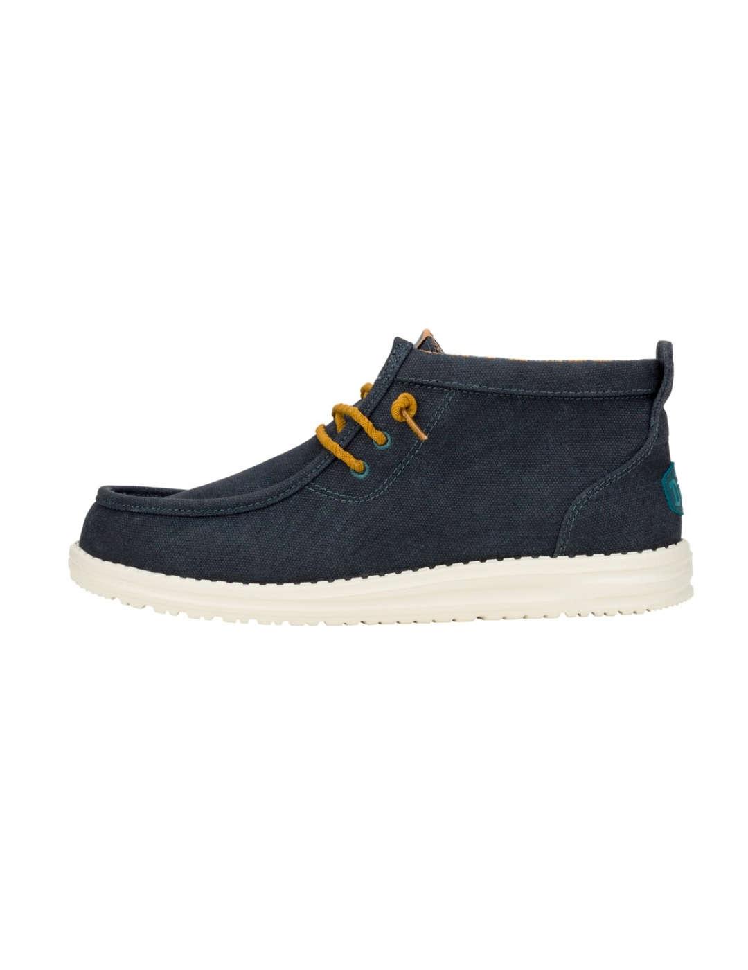 Botín Hey Dude azul marino de lona cordones para hombre