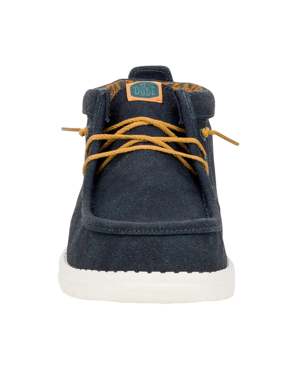 Botín Hey Dude azul marino de lona cordones para hombre