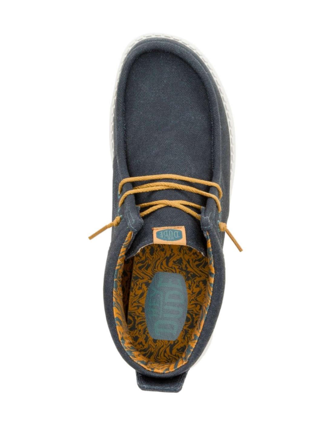 Botín Hey Dude azul marino de lona cordones para hombre