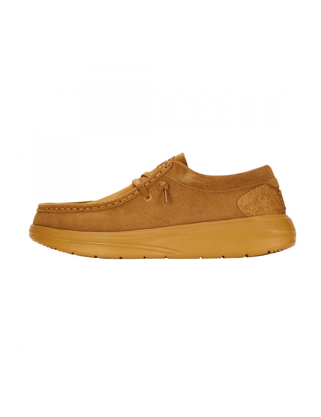 Zapato mocasín Hey Dude Wally camel cordones para hombre