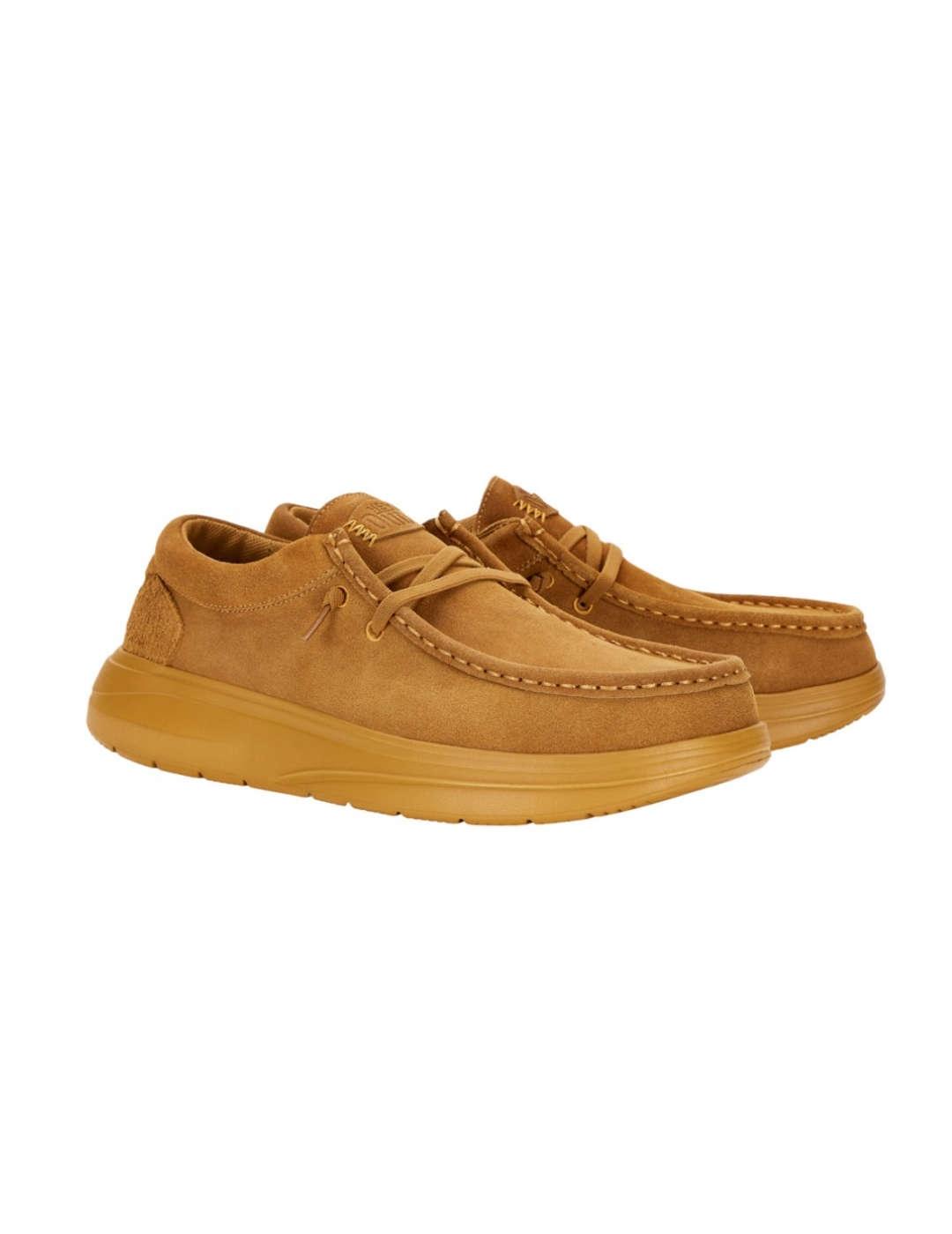 Zapato mocasín Hey Dude Wally camel cordones para hombre