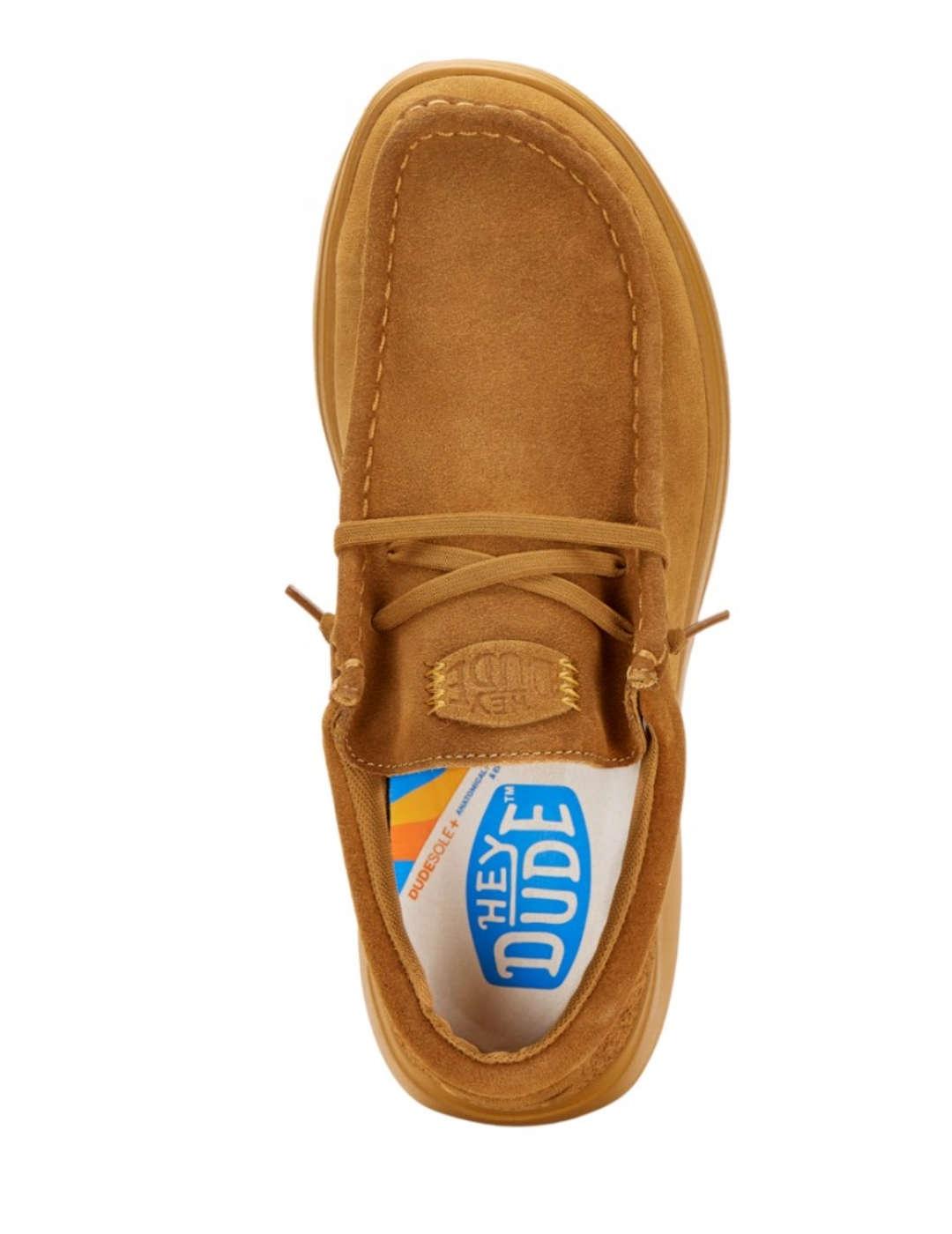 Zapato mocasín Hey Dude Wally camel cordones para hombre