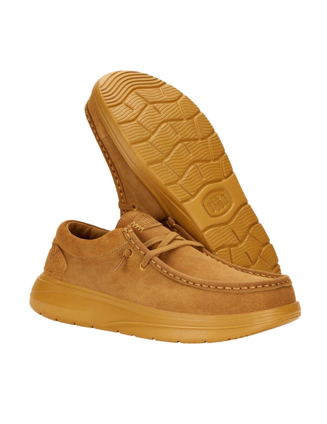 Zapato mocasín Hey Dude Wally camel cordones para hombre