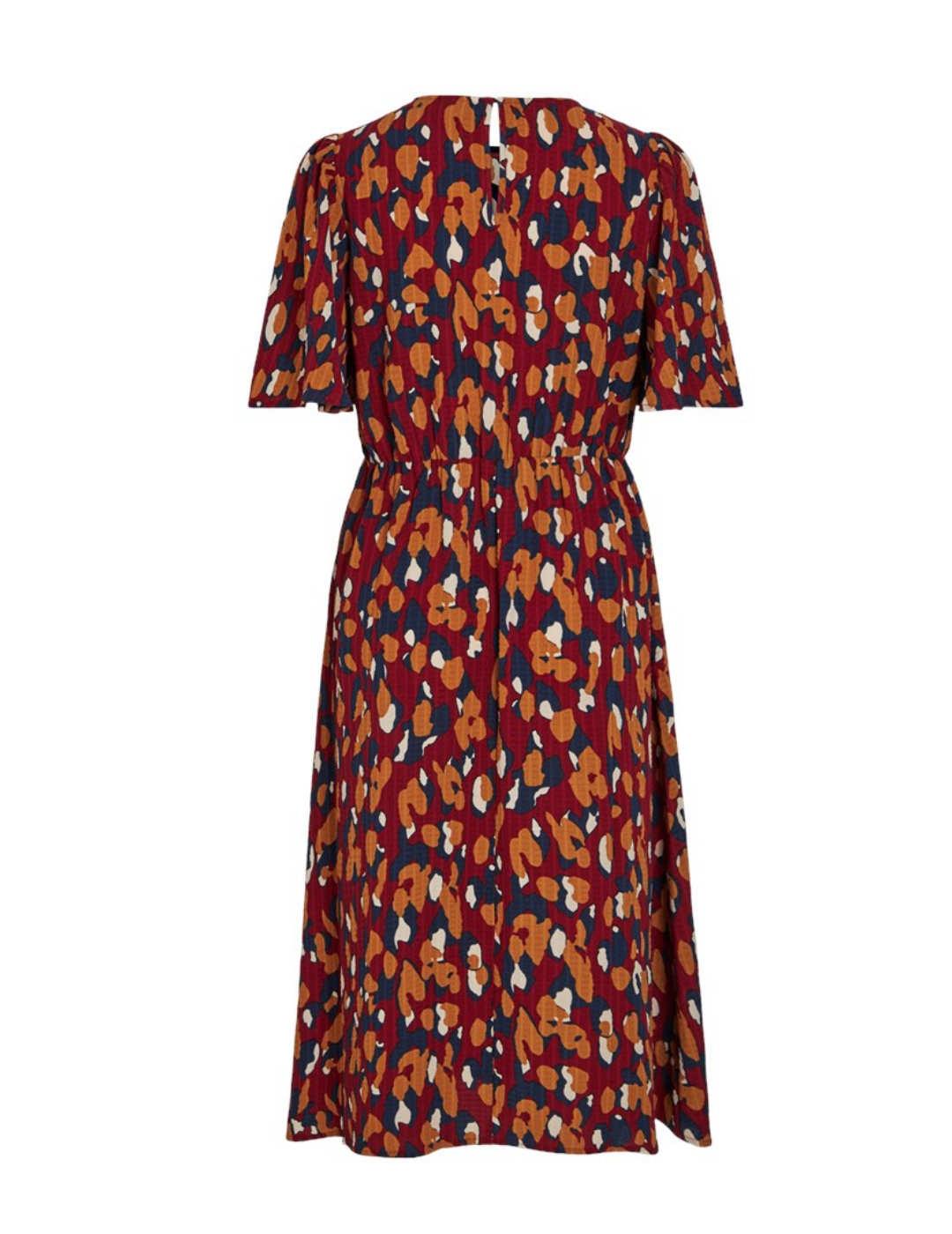 Vestido Vila Lusi midi granate estampado multicolor de mujer