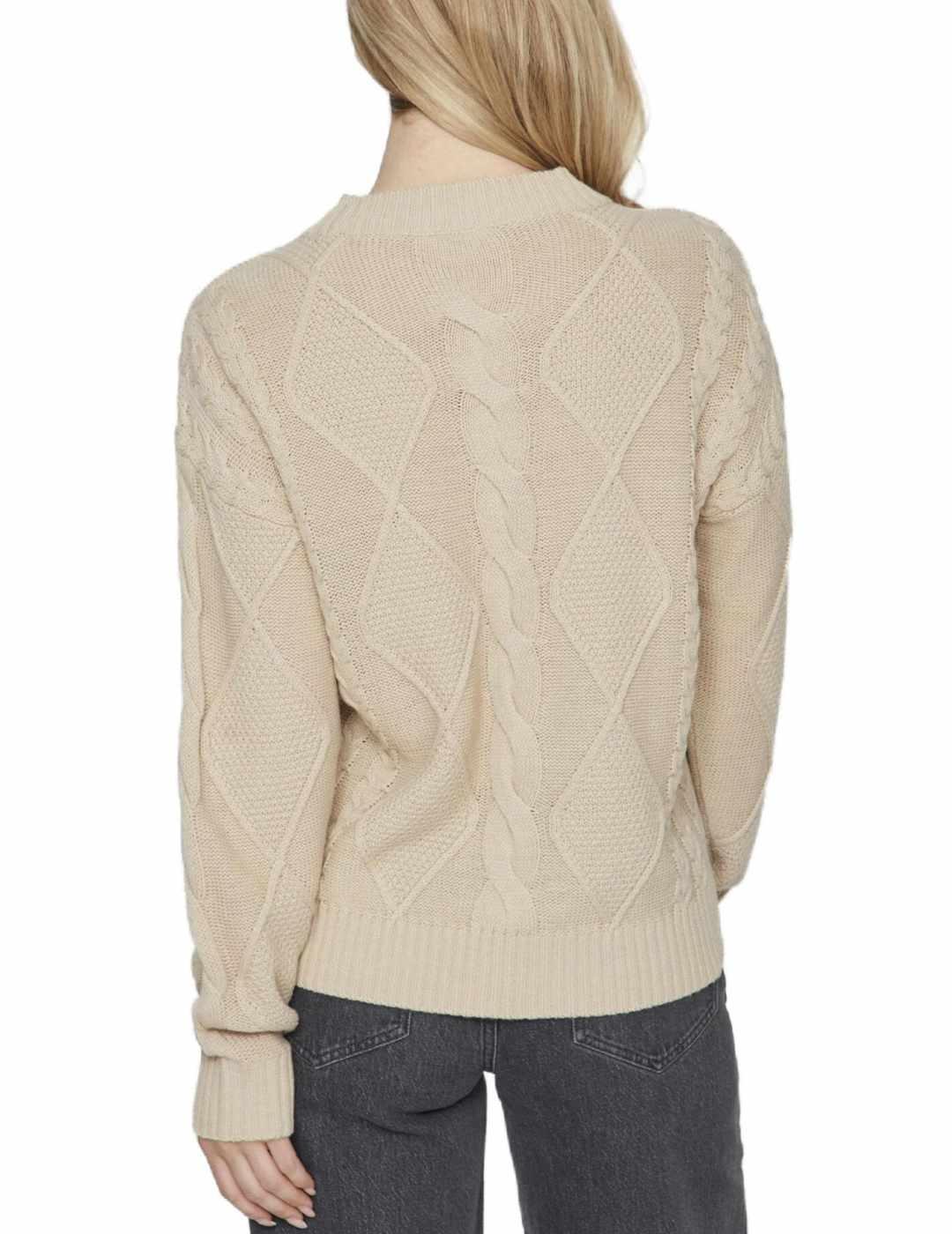 Jersey de punto Vila Lou beige trenzado para mujer