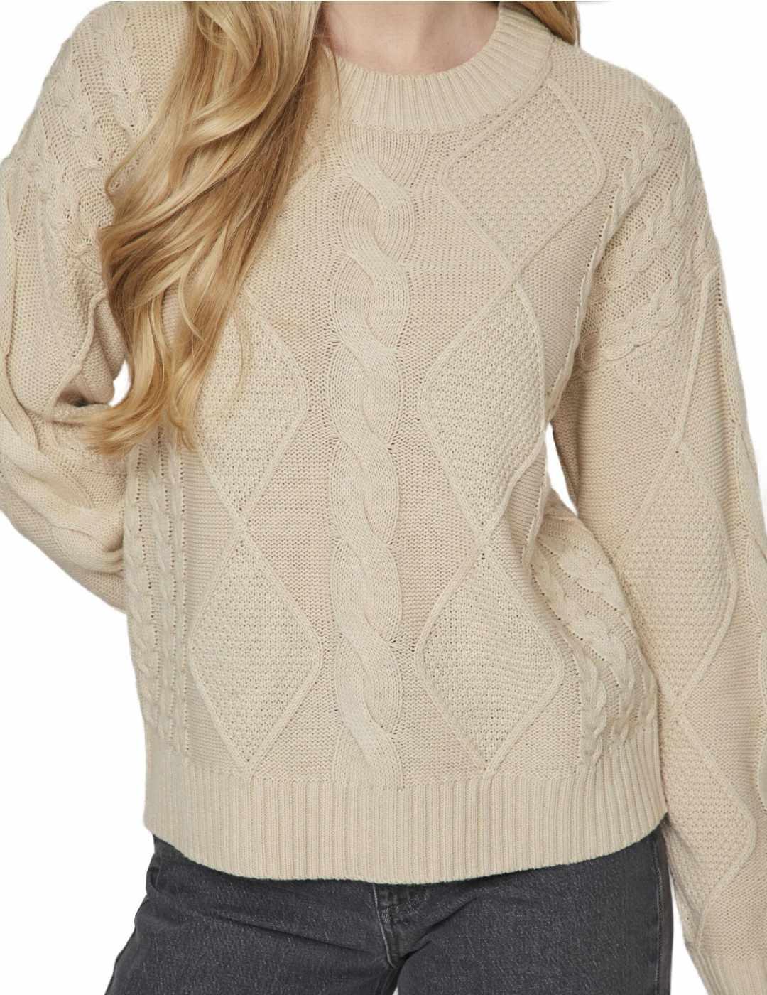 Jersey de punto Vila Lou beige trenzado para mujer