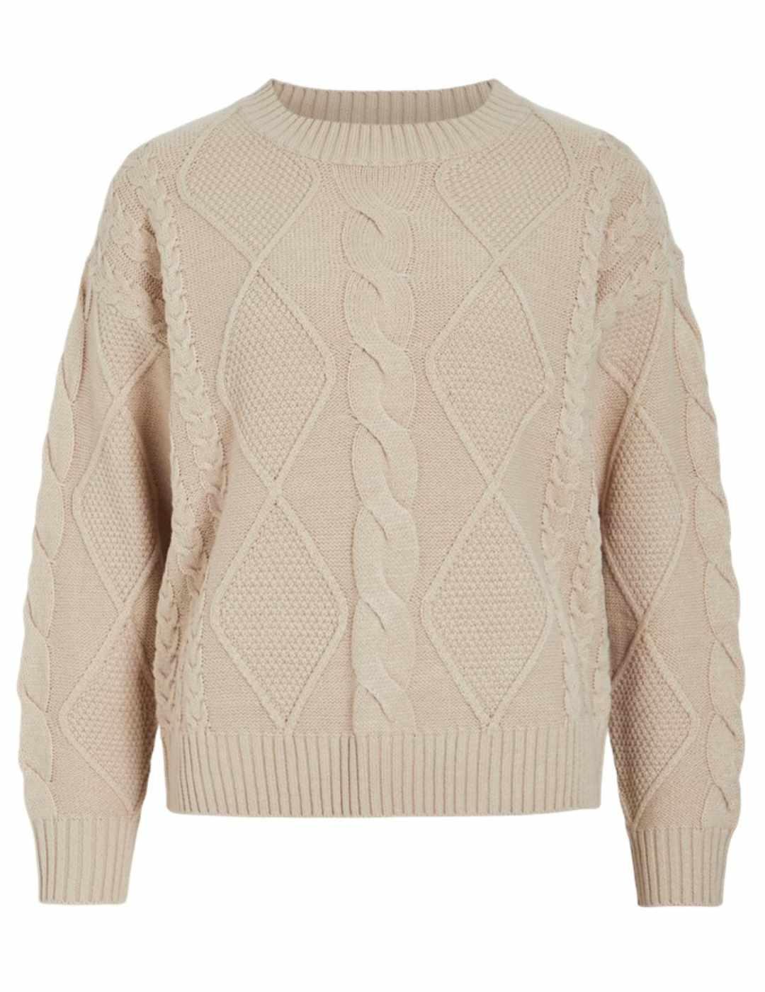 Jersey de punto Vila Lou beige trenzado para mujer