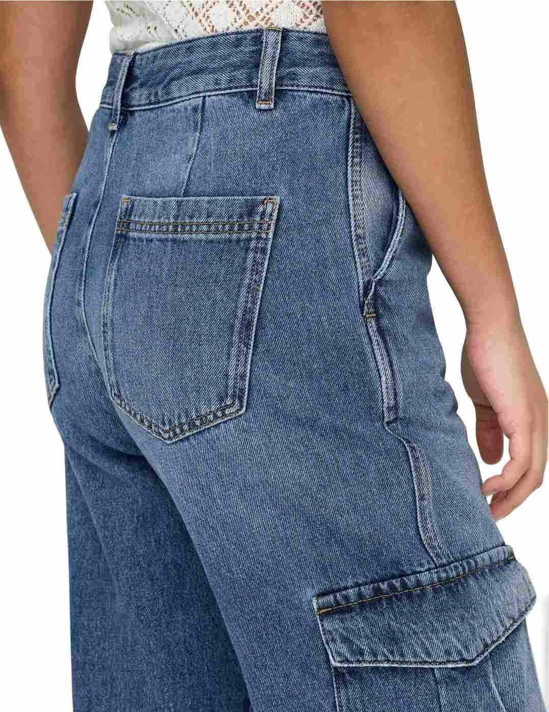 Pantalón vaquero Only June cargo azul medio para mujer