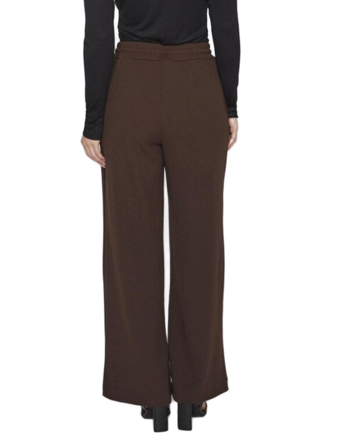 Pantalón de tela Vila Clua marrón wide leg para mujer