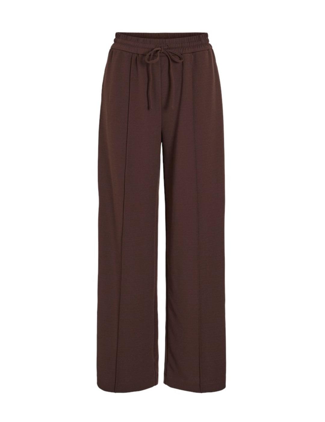 Pantalón de tela Vila Clua marrón wide leg para mujer