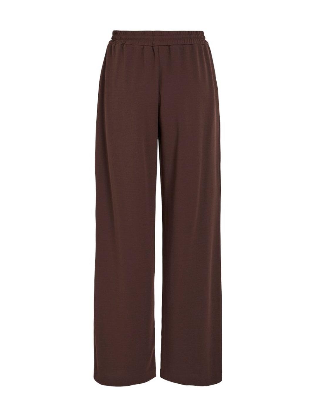 Pantalón de tela Vila Clua marrón wide leg para mujer