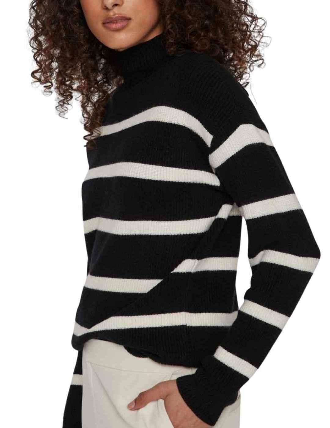 Jersey de punto Vila Ril negro rayas blancas perkins mujer