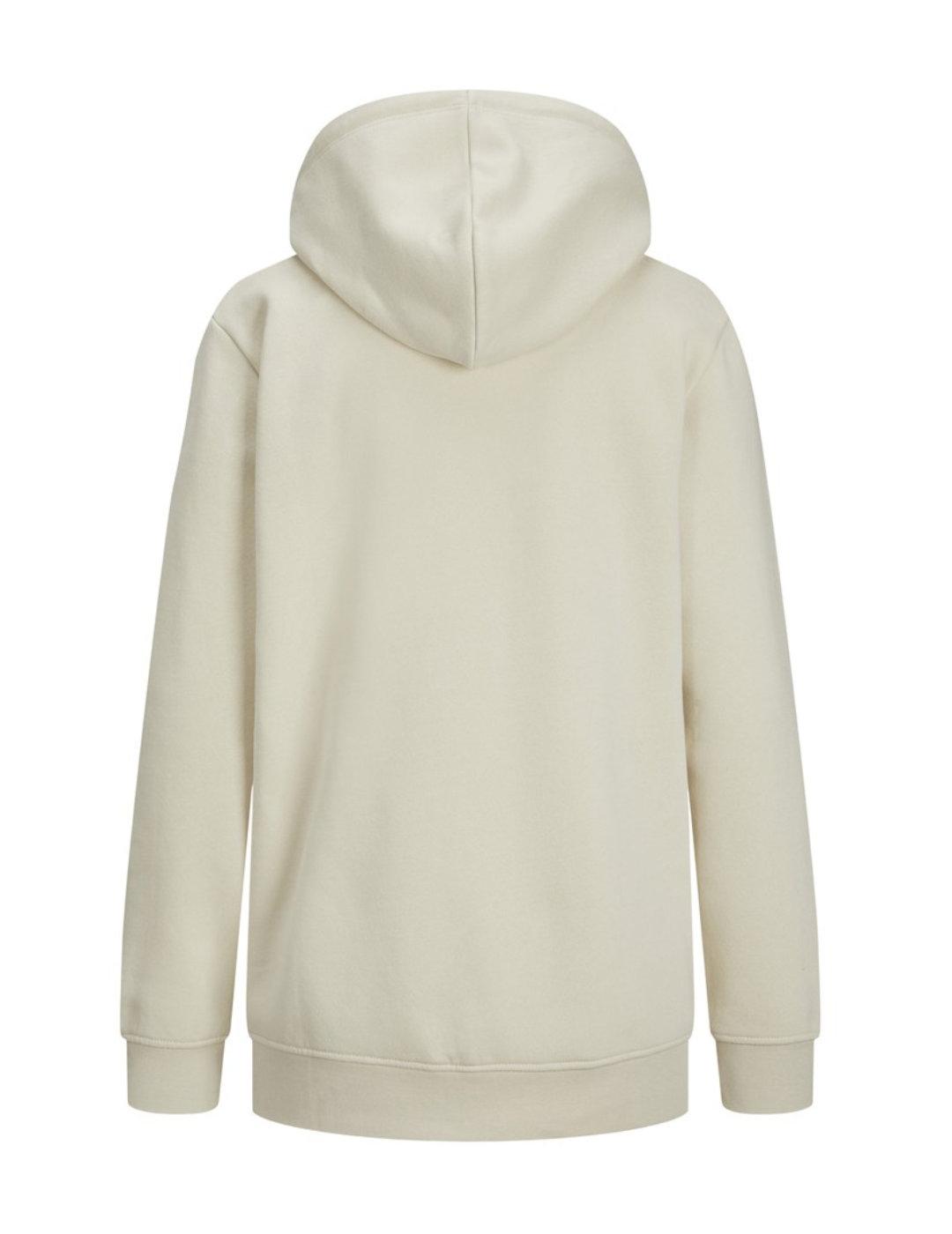 Sudadera básica JJXX Abbie beige con capucha para mujer