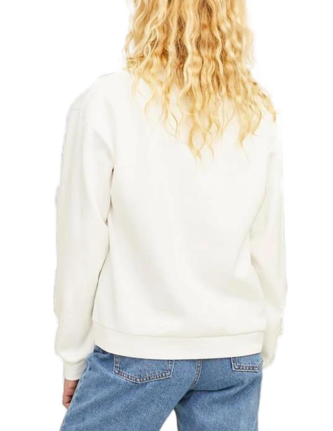 Sudadera polera JJXX Pallas blanco roto bordado para mujer