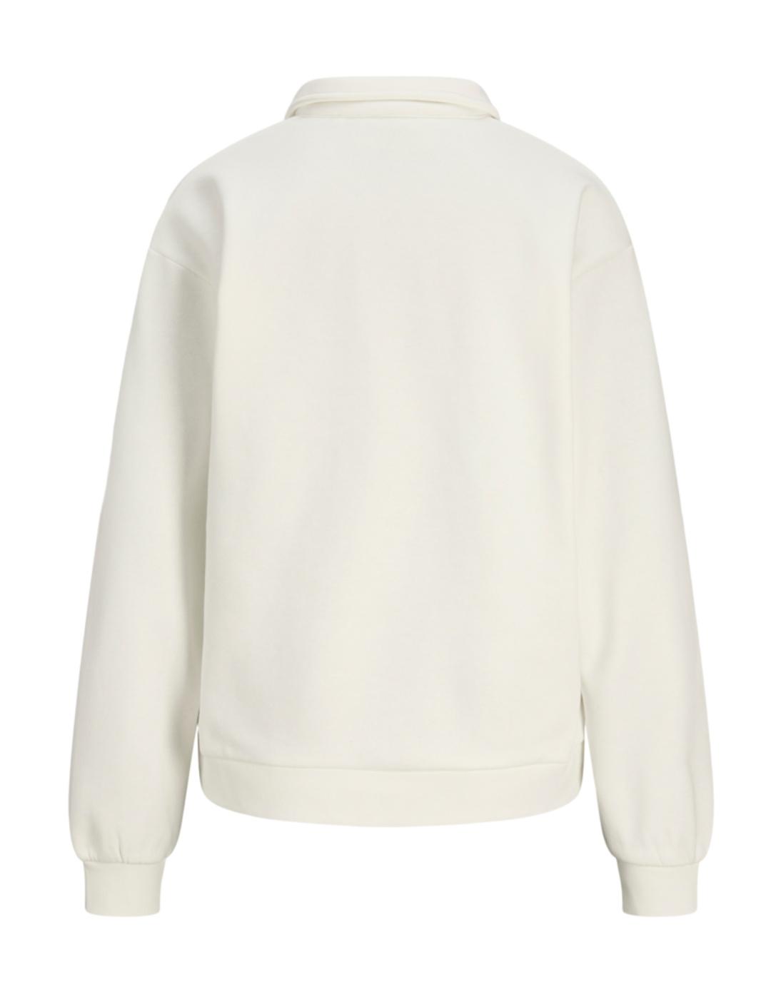 Sudadera polera JJXX Pallas blanco roto bordado para mujer