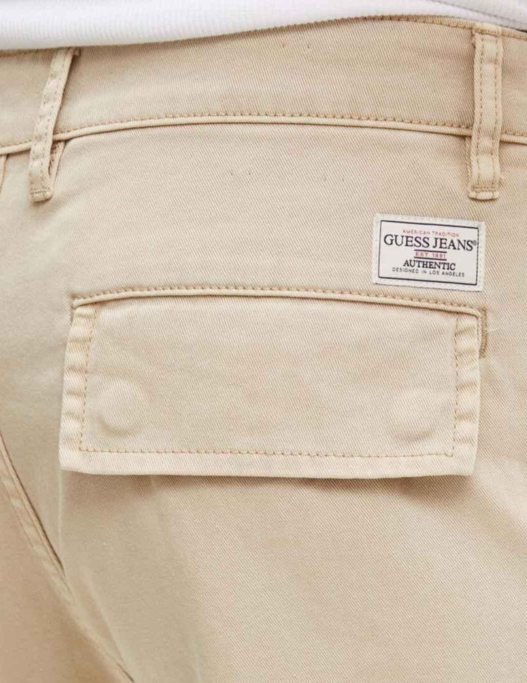  Pantalón chino Guess Jeans cargo beige para hombre