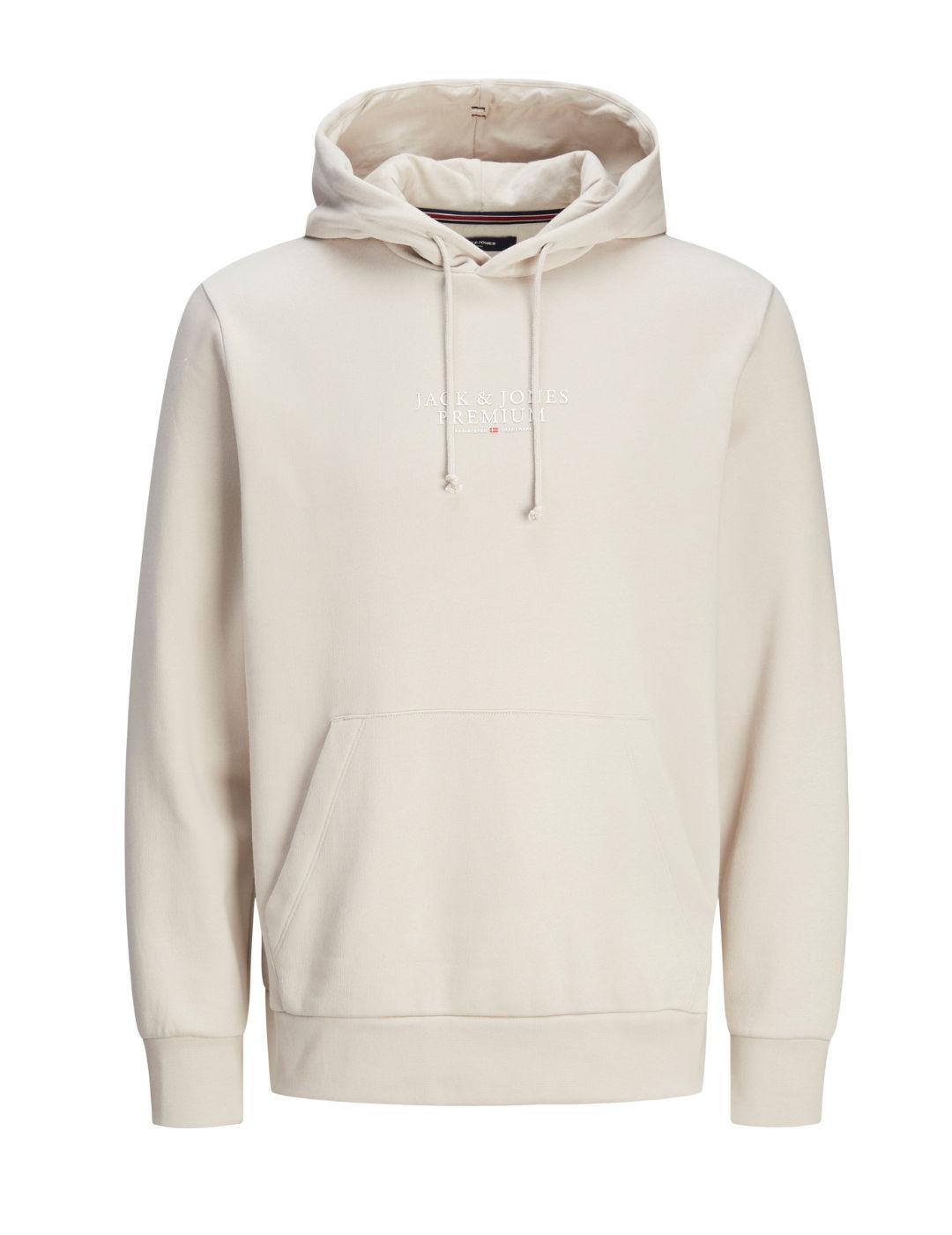 Sudadera Jack&Jones Bluarchie beige con capucha para hombre