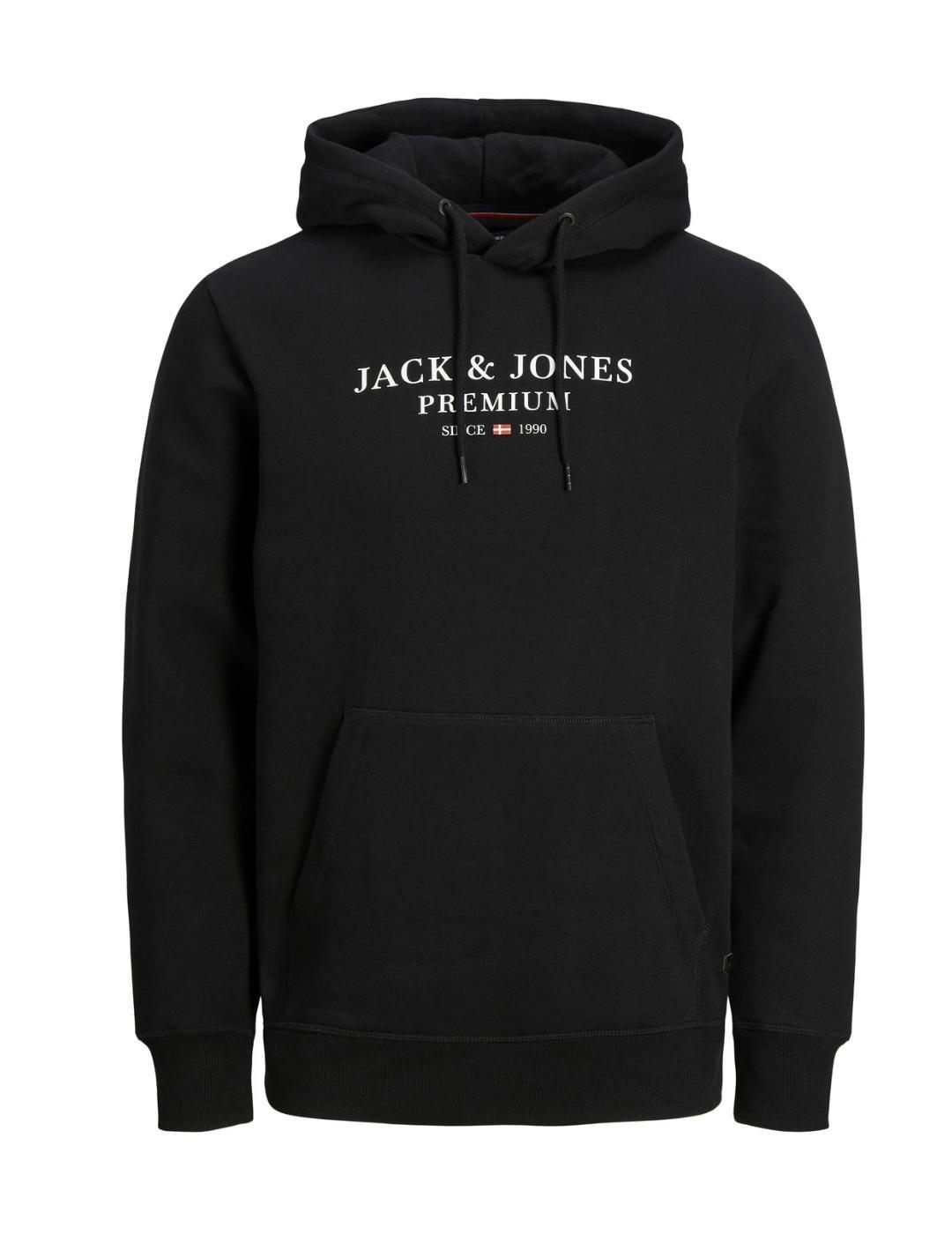 Sudadera Jack&Jones Bluarchie negra con capucha para hombre