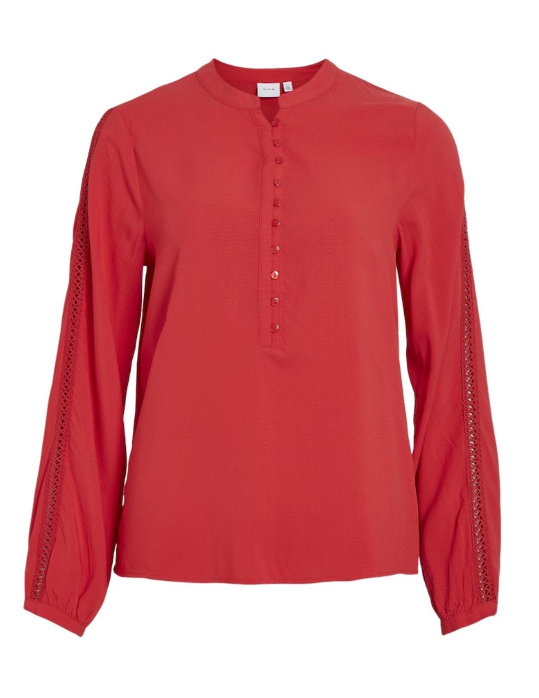 Blusa Vila Zugi roja manga troquelada para mujer