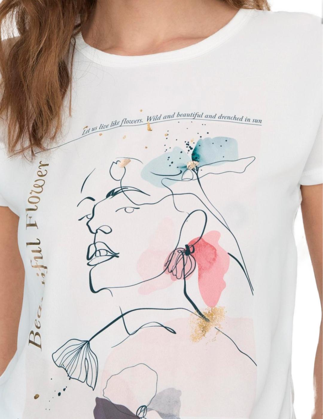 Camiseta Only Flora blanca manga corta estampado para mujer