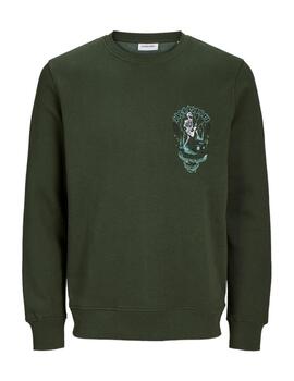 Sudadera Jack&Jones Junior Skull verde sin capucha para niño