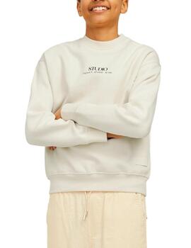 Sudadera Jack&Jones Junior blanco roto sin capucha de niño