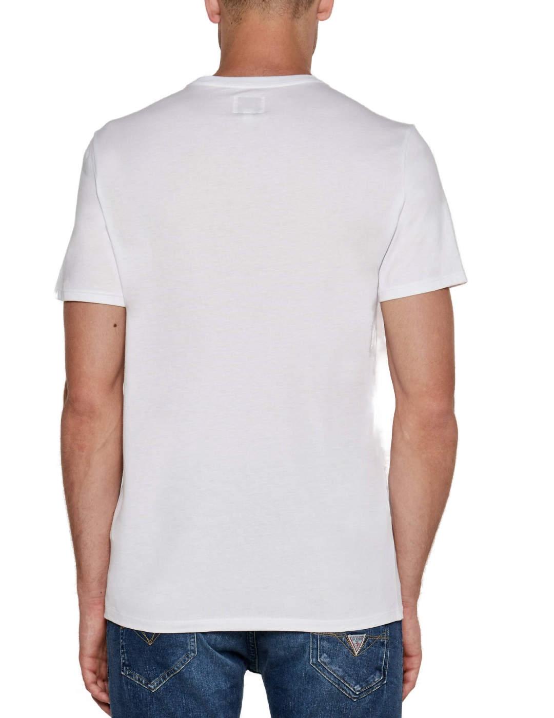 Camiseta básica Guess Pima blanco logo manga corta de hombre